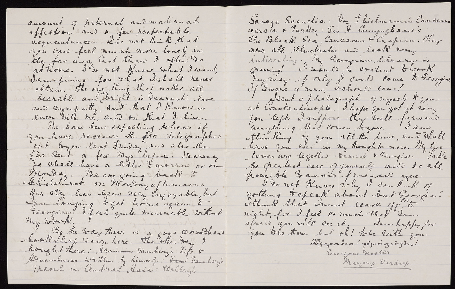 Letter from Marjory Scott Wardrop to her brother, Sir Oliver Wardrop, 27 October 1894